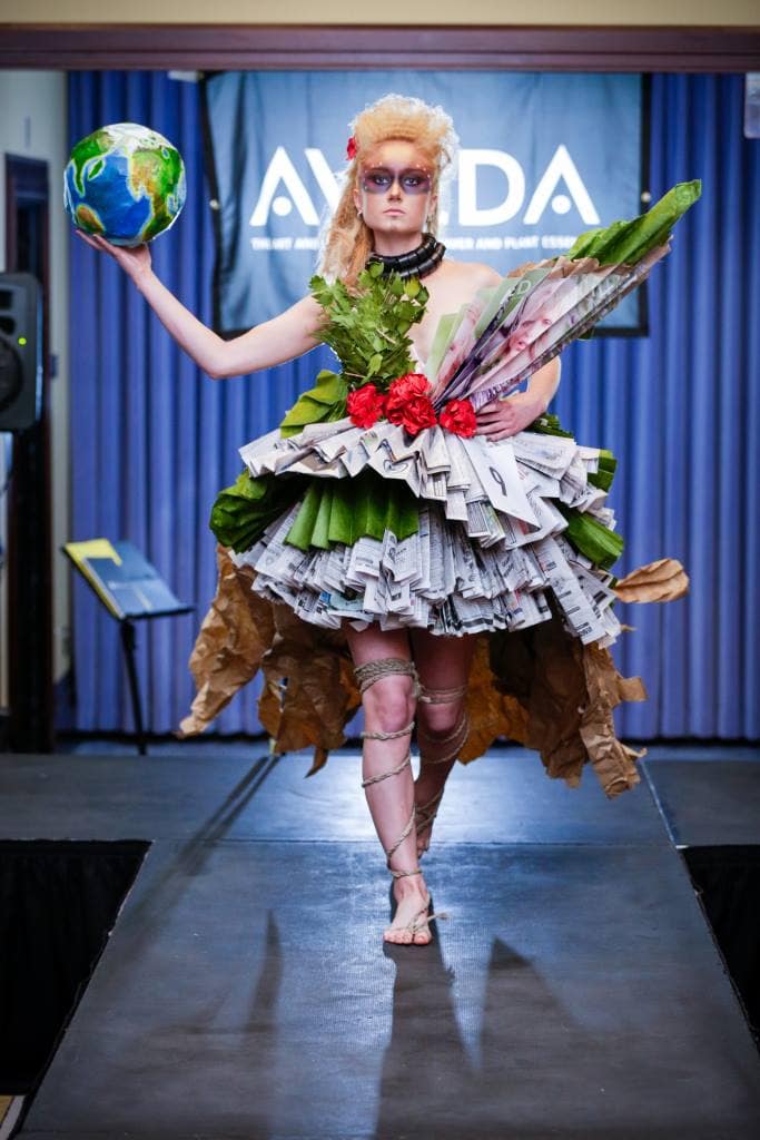 Debony Salon invites the community to join them as they defend their winning title in the 2016 AVEDA “Catwalk for Clean Water” on April 3rd at the Liberty Hotel in Boston. Pictured here is salon cosmetologist, Sarah Jette as an “Earth Warrior” with hair, make-up and costuming all created by staff of the salon. For more information, contact the salon at 603-383-9366.